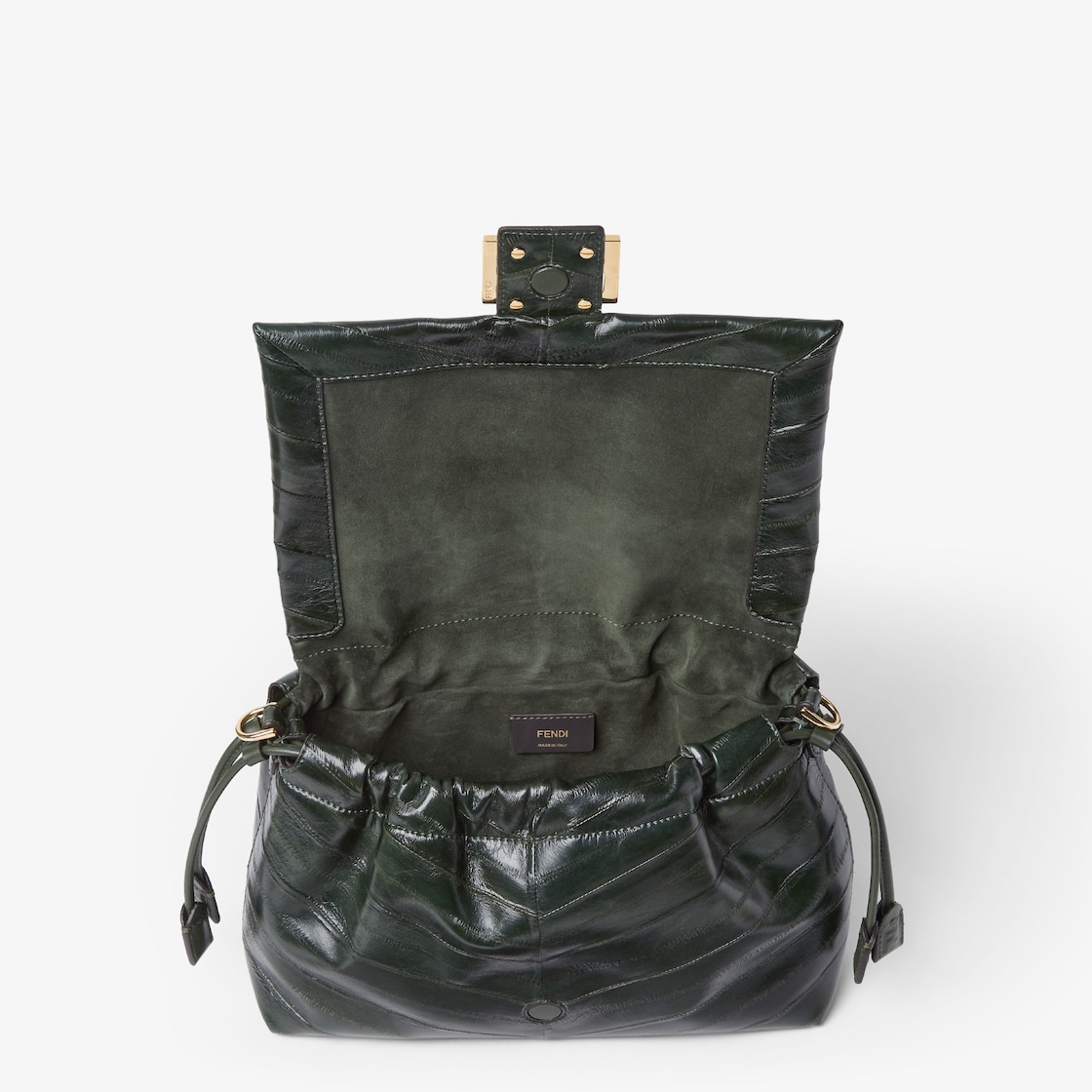 FENDI Mamma Baguette Medium Forest green inlaid hagfish leather bag - Image 3